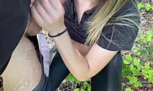 Real slut fuck amateur blonde fucked by stranger in the forest ***** Amateur blonde gives a close-up blowjob and swallows stranger’s cum in the woods